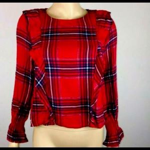 Kenzie plaid blouse light-weight material - Red with stripes size Large